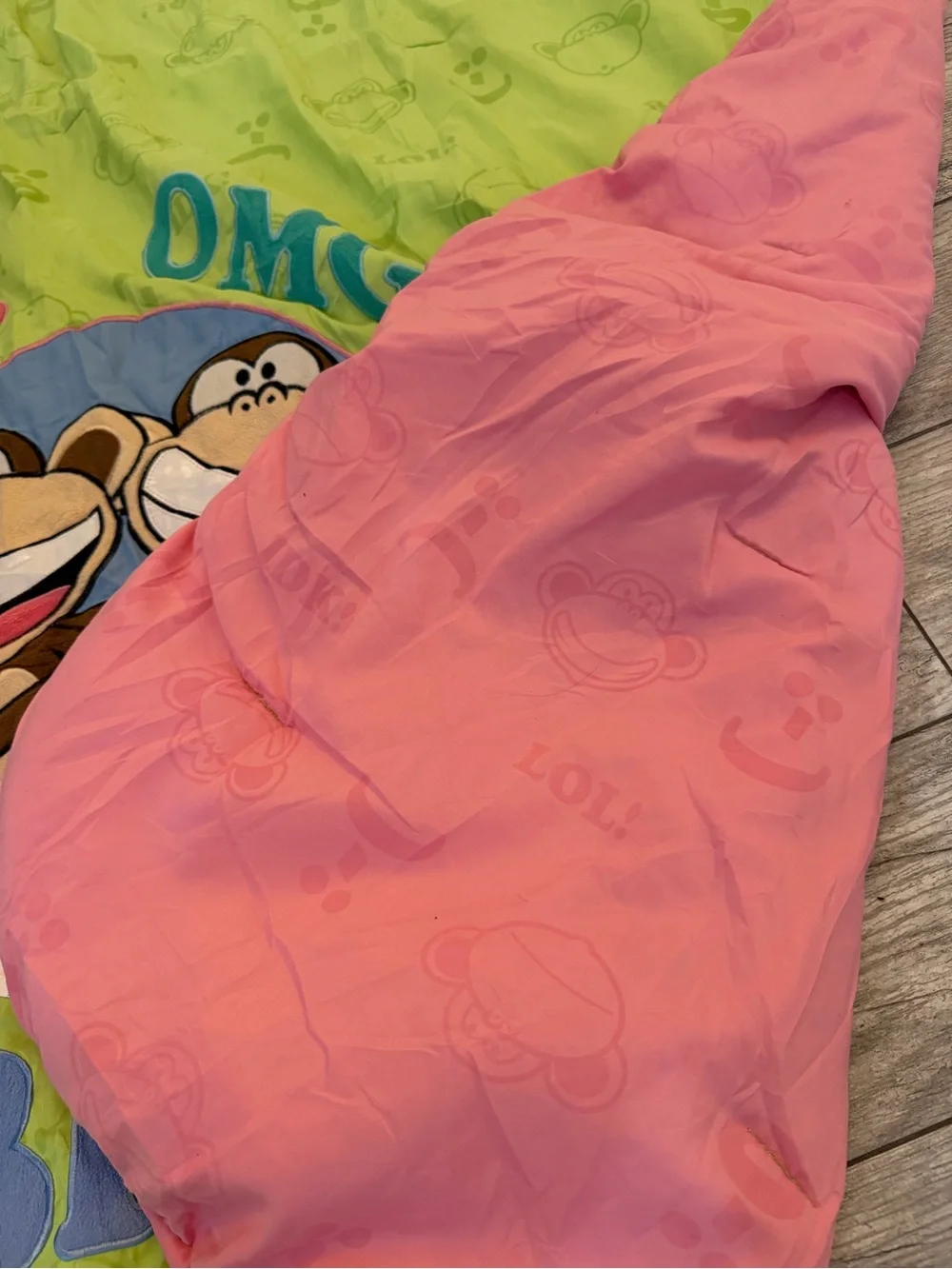 BFF! Lime Green Monkey Print Sleeping Bag Bbobby Jack VTG
